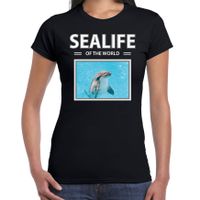 Dolfijn t-shirt met dieren foto sealife of the world zwart voor dames - thumbnail