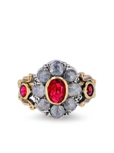 Pragnell Vintage bague Georgian en or 18ct sertie de diamants et rubis