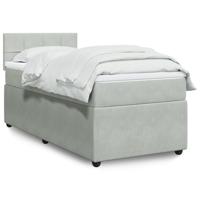 Boxspring met matras fluweel lichtgrijs 90x190 cm