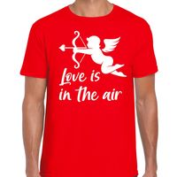 Valentijn/Cupido love is in the air t-shirt rood voor heren - thumbnail