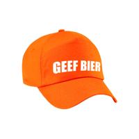 Geef bier tekst petje - oranje - drank - dames en heren - baseball cap - carnaval - foute party