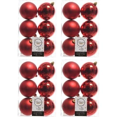 Decoris Kerstballen - 24x st - rood - D8 cm - kunststof - kerstversiering Decoris Kerstballen - 24x st - rood - D8 cm - kunststof - kerstversiering