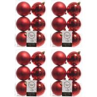 Decoris Kerstballen - 24x st - rood - D8 cm - kunststof - kerstversiering