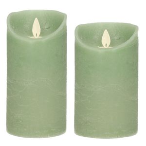 Set van 2x stuks Jade Groen Led kaarsen met bewegende vlam