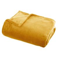 Fleece deken/fleeceplaid oker geel 125 x 150 cm polyester   -