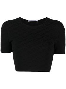 Alexander Wang t-shirt crop à motif monogrammé en jacquard - Noir