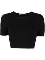 Alexander Wang t-shirt crop à motif monogrammé en jacquard - Noir - thumbnail