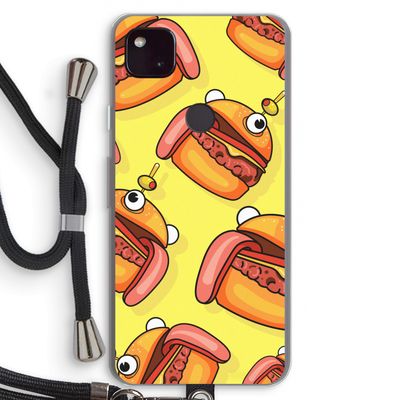 Hamburger: Pixel 4a 5G Transparant Hoesje met koord