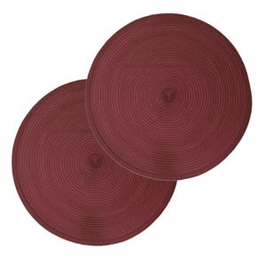 Set van 6x stuks placemats gevlochten kunststof bordeaux rood 38 cm