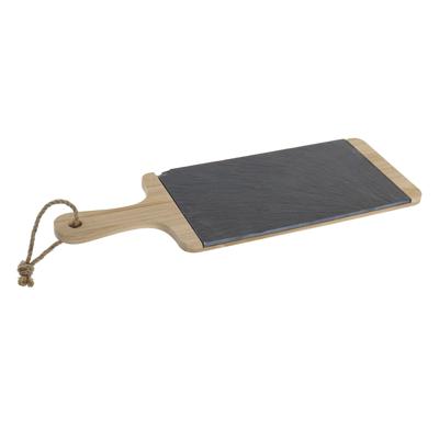 Excellent Houseware Luxe serveer en snijplank - 42 x 15 cm - leisteen en hout - zwart