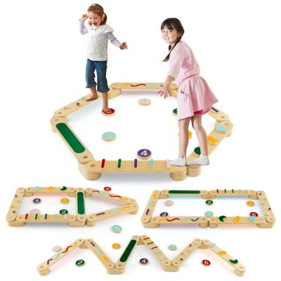 Montessori-Evenwichtsbalkset met Stapstenen voor Peuters Houten Balansborden Binnen Hindernissenparcours Veelkleurig