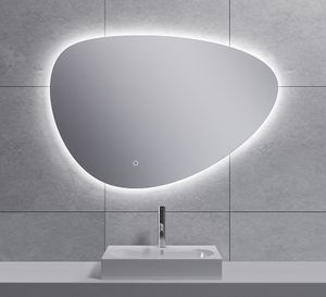 Badkamerspiegel Uovo | 90x62 cm | Organisch | Directe LED verlichting | Touch button | Met verwarming