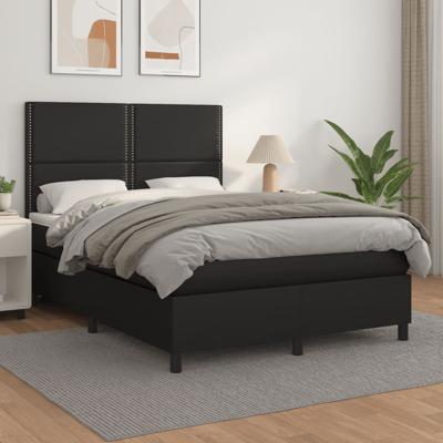 Boxspring met matras kunstleer zwart 140x200 cm