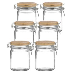 Weckpot/inmaakpot - 10x - 700 ml - glas - met beugelsluiting - bamboe deksel