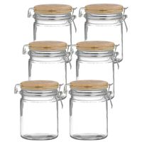 Weckpot/inmaakpot - 10x - 700 ml - glas - met beugelsluiting - bamboe deksel - thumbnail