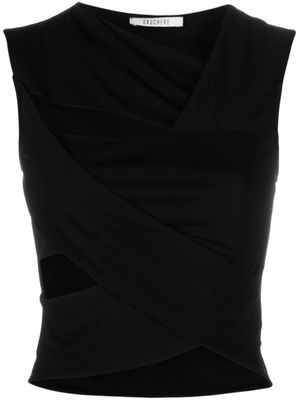 Gauchère haut crop à design asymétrique - Noir