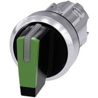 Siemens 3SU10522BP400AA0 3SU1052-2BP40-0AA0 Knevelschakelaar Metalen frontring, Hoogglans, Verlicht Knevel Zilver, Groen, Zwart 2 x 45 ° 1 stuk(s)