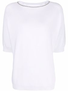 Fabiana Filippi t-shirt à ornements métalliques - Blanc