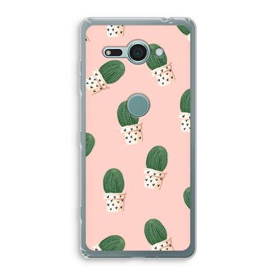 Cactusprint roze: Sony Xperia XZ2 Compact Transparant Hoesje