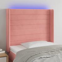 Hoofdbord LED 93x16x118/128 cm fluweel roze