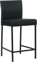 Zwarte leren moderne barkruk Bright - poot vierkant zwart - Hermes Leer Nero (zwart leer)