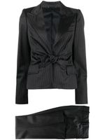 Gucci Pre-Owned blazer rayé à détail de nœud (années 2000) - Noir - thumbnail