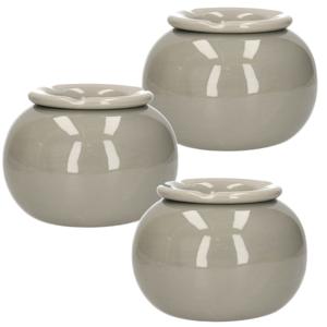 3x stuks terras asbak/stormasbak rond keramiek 16 x 11 cm grijs