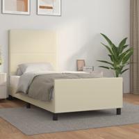 Bedframe met hoofdbord kunstleer crèmekleurig 90x190 cm