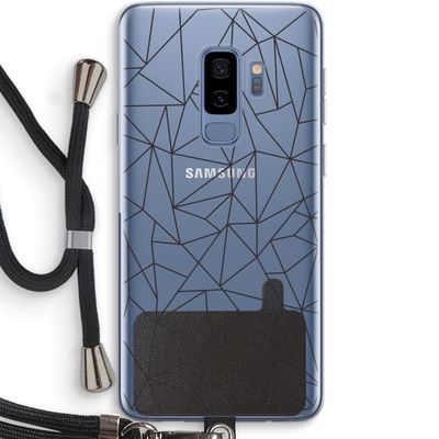 Geometrische lijnen zwart: Samsung Galaxy S9 Plus Transparant Hoesje met koord