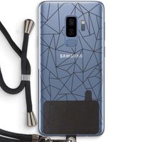 Geometrische lijnen zwart: Samsung Galaxy S9 Plus Transparant Hoesje met koord
