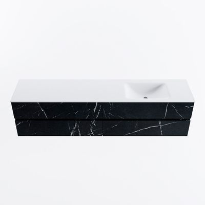 MONDIAZ VICA 200cm badmeubel onderkast Marquina 4 lades. Wastafel CLOUD rechts zonder kraangat, kleur Talc.