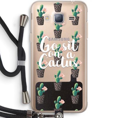 Cactus quote: Samsung Galaxy J3 (2016) Transparant Hoesje met koord