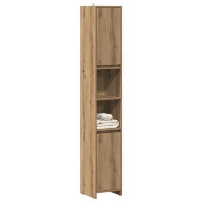 Badkamerkast 30x30x183,5 cm bewerkt hout artisanaal eikenkleur
