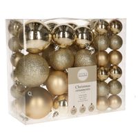 46x stuks kunststof kerstballen champagne 4, 6 en 8 cm - Kerstbal