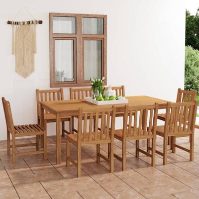 9-delige tuinset 200x100 cm massief teakhout