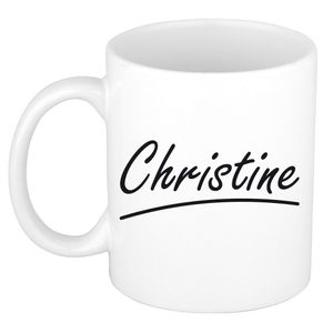 Naam cadeau mok / beker Christine met sierlijke letters 300 ml   -