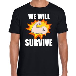 We will survive t-shirt crisis zwart voor heren