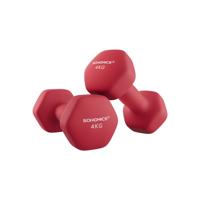 Hexagon dumbbells voor thuis met neopreen coating, Rood / 2 x 4 kg