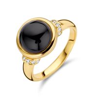 Ring geelgoud-onyx-diamant 0,08 H Si zwart-wit 11,5 mm