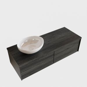 Badkamermeubel BWS Madrid Antraciet 120 cm met Topblad en Keramische Waskom Links (2 lades, 0 kraangaten)