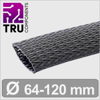 TRU COMPONENTS TC-13377592 T24CA114 Gevlochten slang Zwart Polyester 63.5 tot 120.7 mm per meter