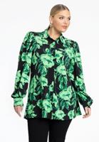Yoek Blouse met pofmouwen FLORENCE | Zwart | Maat 46/48