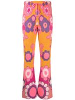 ERL pantalon fleuri à coupe évasé - Rose