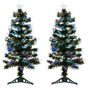 2x Stuks Kunstkerstbomen met verlichting - H90 cm - LED multi color