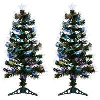 2x Stuks Kunstkerstbomen met verlichting - H90 cm - LED multi color