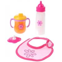 Poppen speelgoed eetset - 4-delig - kunststof - baby pop - poppen accessoires