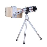 Buiten telescoop mobiele telefoon accessoires schieten telephoto lens met universele metalen klem (12X)