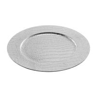 1x Ronde decoratie kaarsenborden/onderborden zilver lederlook 33 cm - Kaarsenplateaus - thumbnail