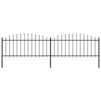 Tuinhek met speren bovenkant (0,5-0,75)x3,4 m staal zwart
