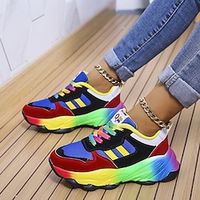 Dames Sneakers Grote maten Fantasie schoenen Platform sneakers Buiten Dagelijks Kleurenblok Platte hak Ronde Teen Sportief Casual Studentikoos Hardlopen Suède Veters Zwart / Rood Groen Lightinthebox